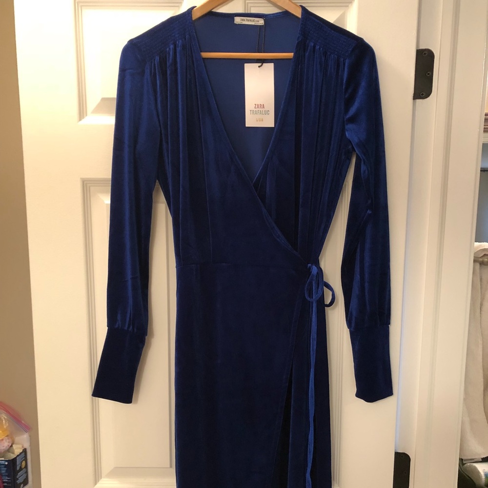 Zara velvet wrap dress